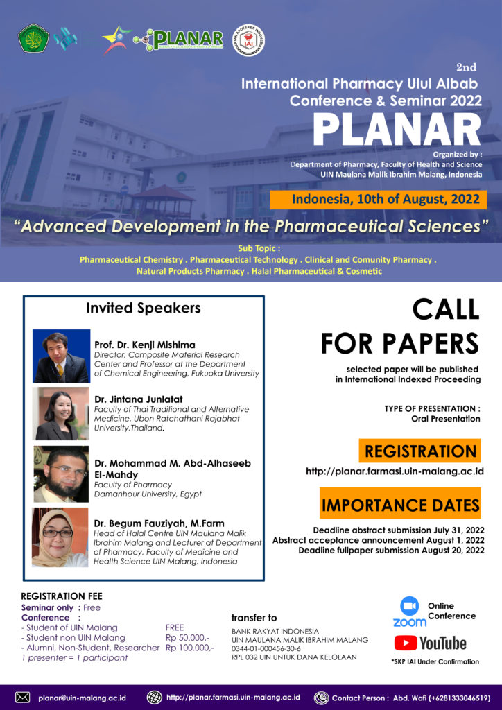 2nd International Pharmacy Ulul Albab Conference & Seminar (PLANAR) 2022